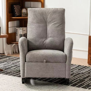 Accent Rocking Chair With Footrest & High Back Rubber Wood Rocking Legs
